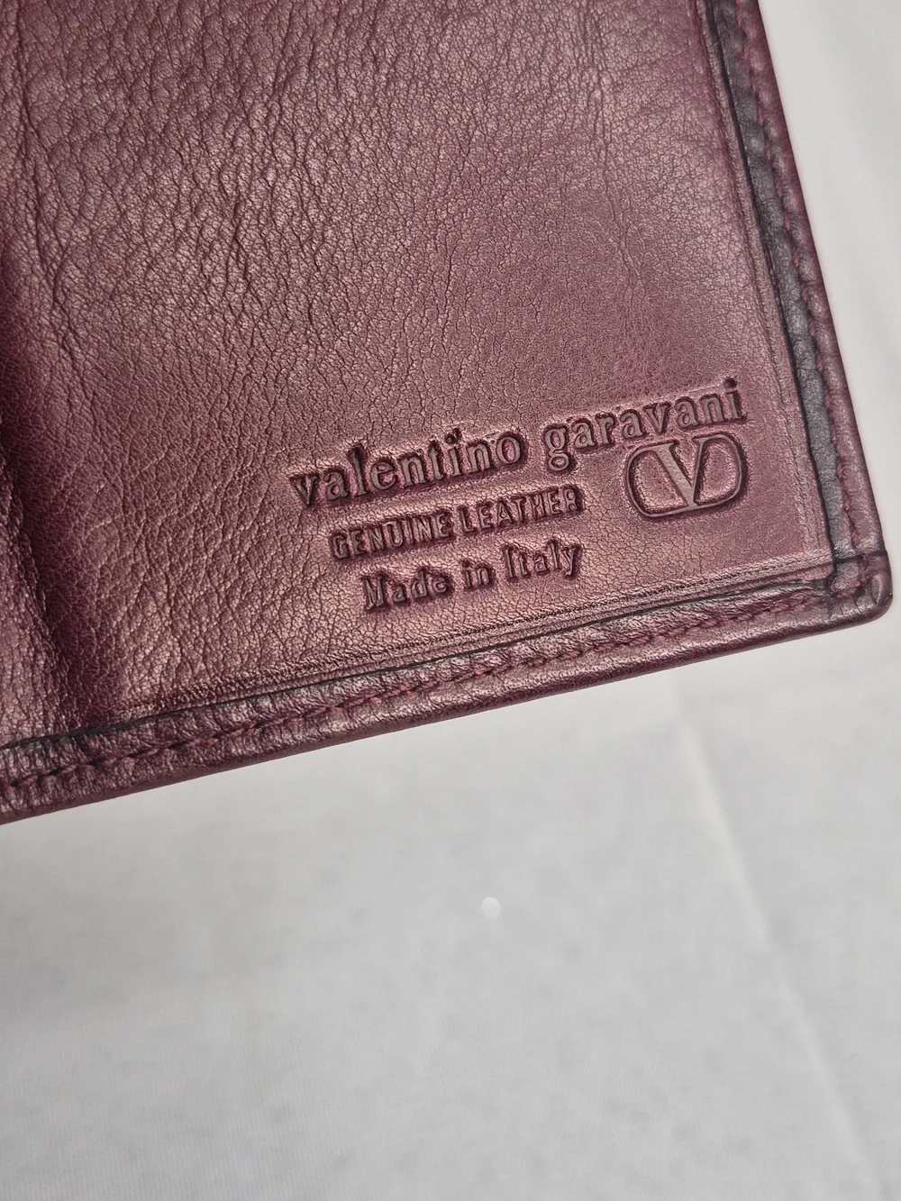 Valentino Garavani Burgundy Folded Leather Wallet NWOT